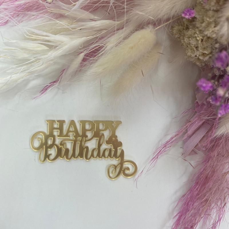 Боковой мини топпер "Happy Birthday" №2, 6,5*3,5 см Изображение Боковой мини топпер "Happy Birthday" №2, 6,5*3,5 см